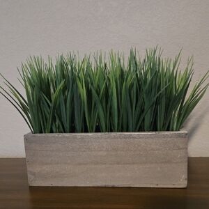 Green Artificial Grass in Wooden Planter